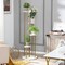 Golden White Multi-Tier Plant Display Stand with 4 Round Shelves MDF Steel